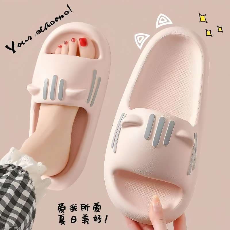 スリッパ ふわもこ猫耳スライドサンダル