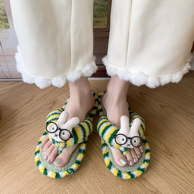 可愛いうさぎ耳もこもこスリッパ室内履きルームシューズ