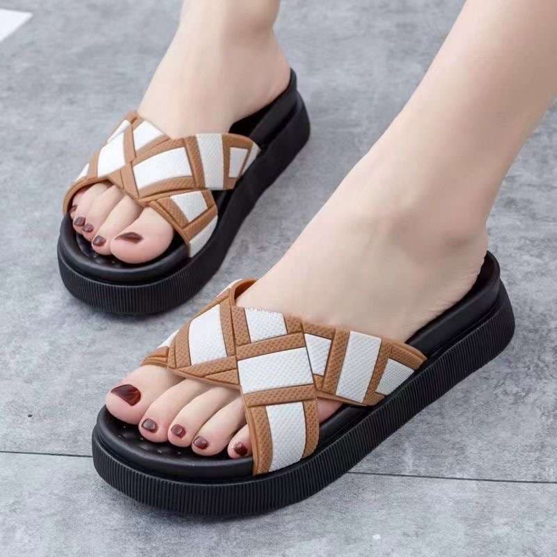 スリッパ クロスデザイン 軽量コンフォートスライドサンダル