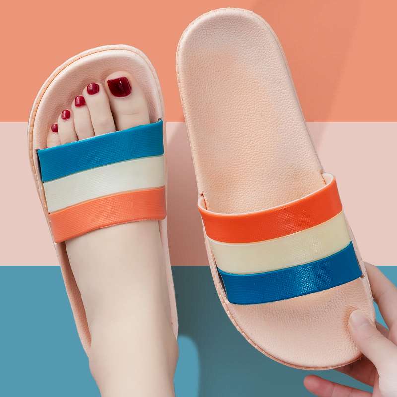 スリッパ カラフルストライプ サマースライド