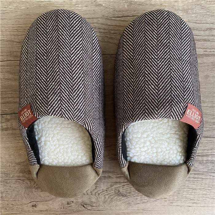 スリッパ ヘリンボーン柄あったかモコモコスリッパ