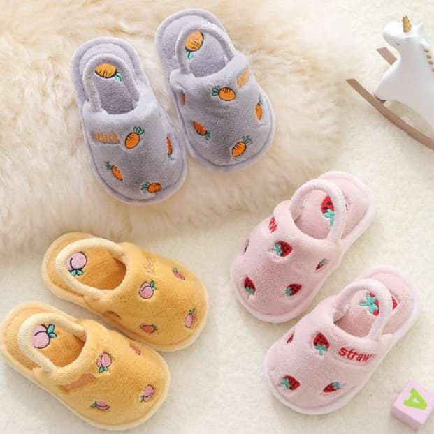 スリッパ フルーツ柄もこもこスリッパ