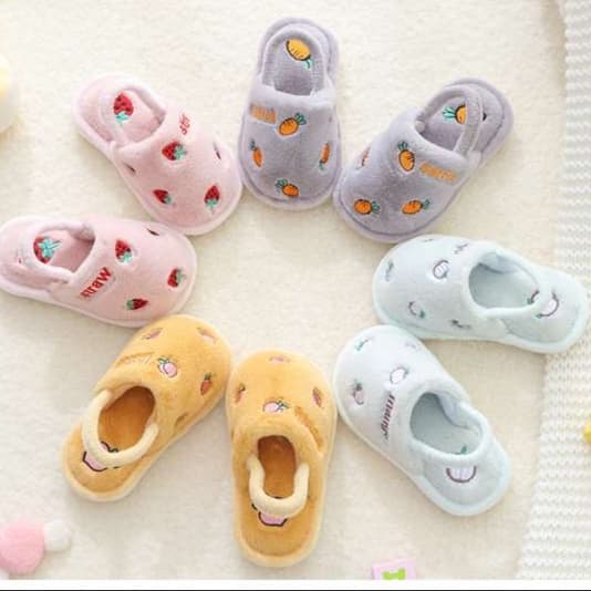 スリッパ フルーツ柄もこもこスリッパ