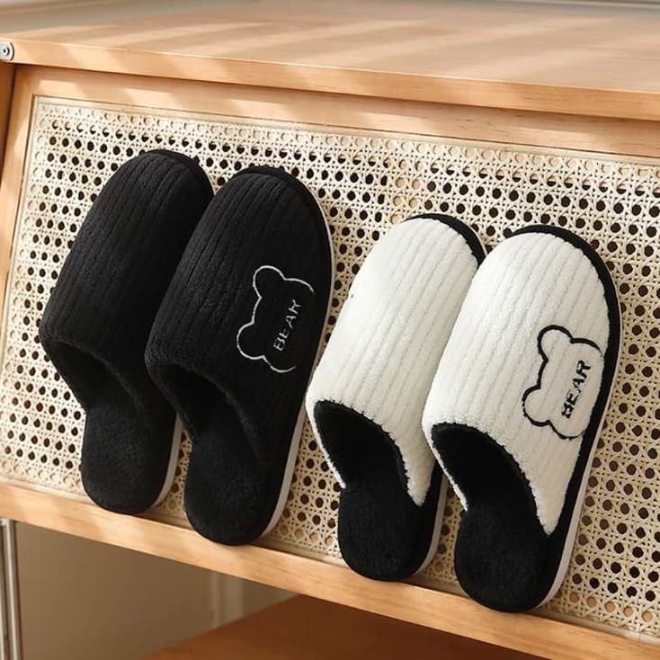 くまさんもこもこあったかスリッパ