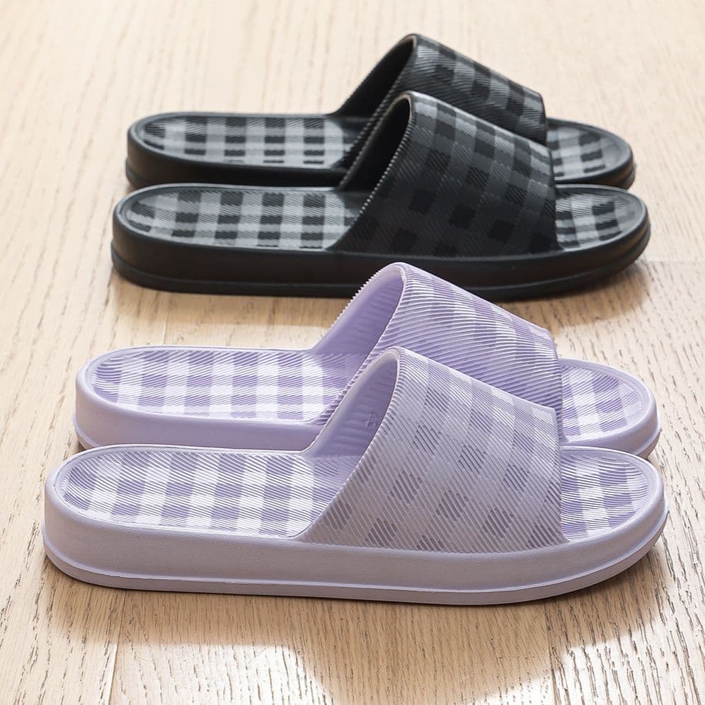 スリッパ 格子模様の快適サンダルスリッパ