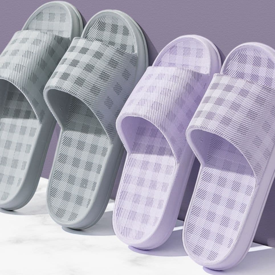 スリッパ 格子模様の快適サンダルスリッパ