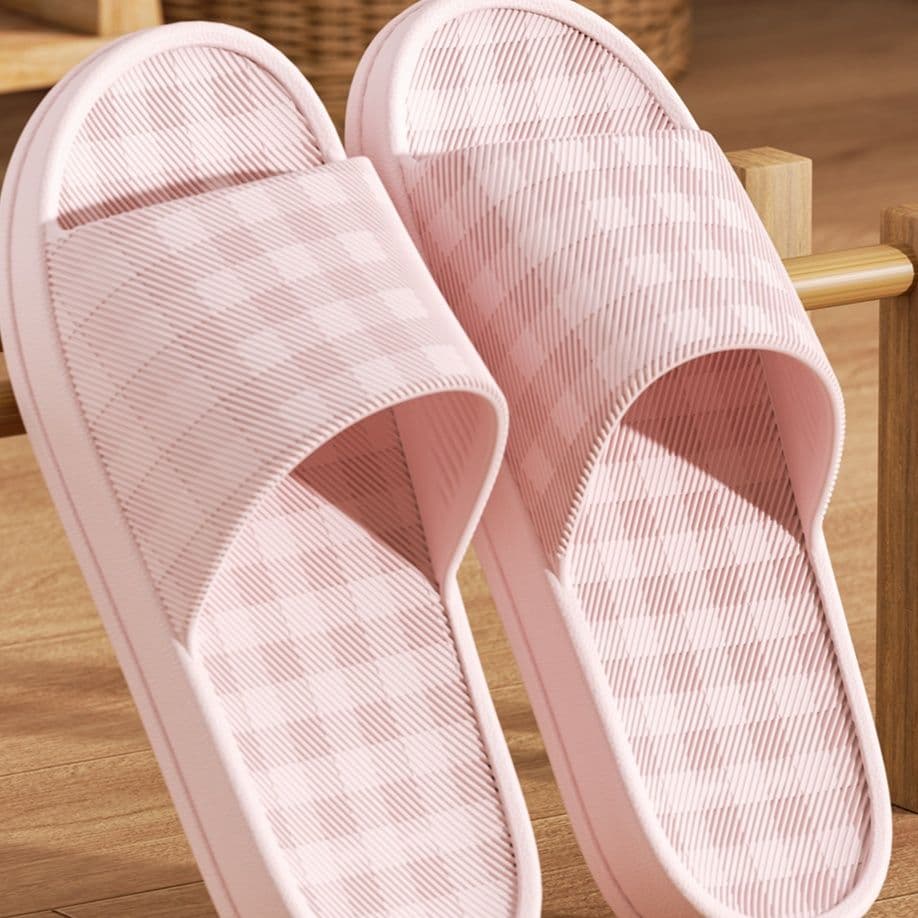 スリッパ 格子模様の快適サンダルスリッパ