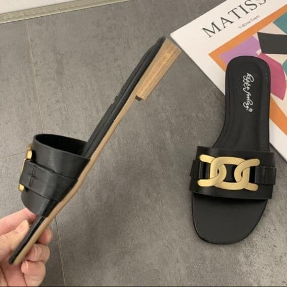 レディース ルームシューズ 金具付きおしゃれスリッパ 三色展開