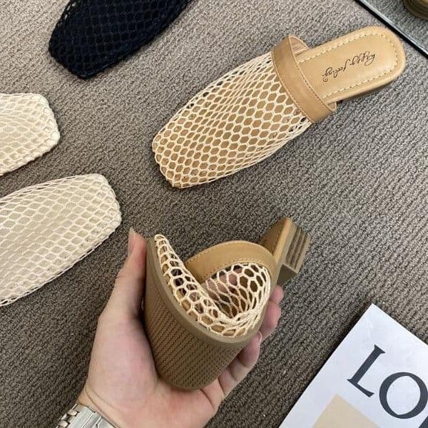 レディース おしゃれバレエ風 編み込み スリッパ 全2色