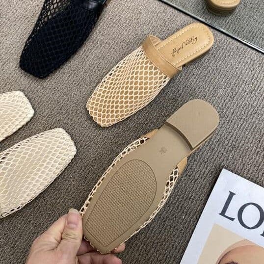 レディース おしゃれバレエ風 編み込み スリッパ 全2色