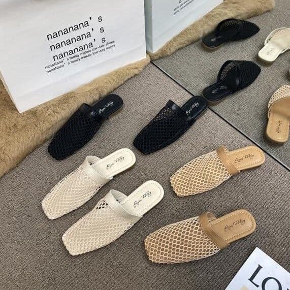 レディース おしゃれバレエ風 編み込み スリッパ 全2色