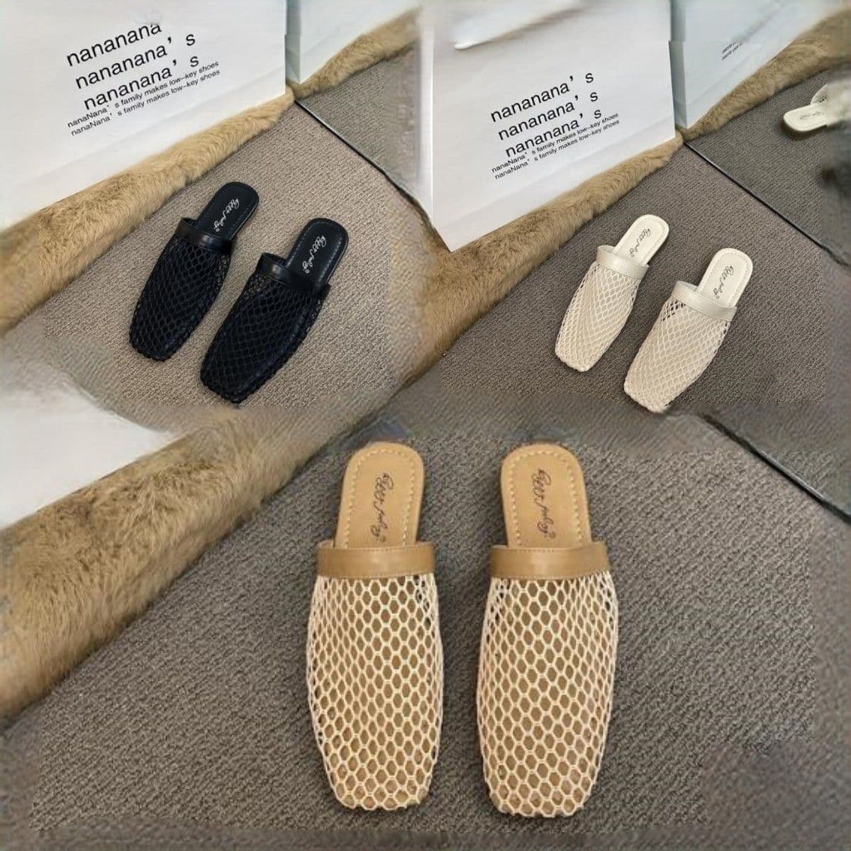 レディース おしゃれバレエ風 編み込み スリッパ 全2色