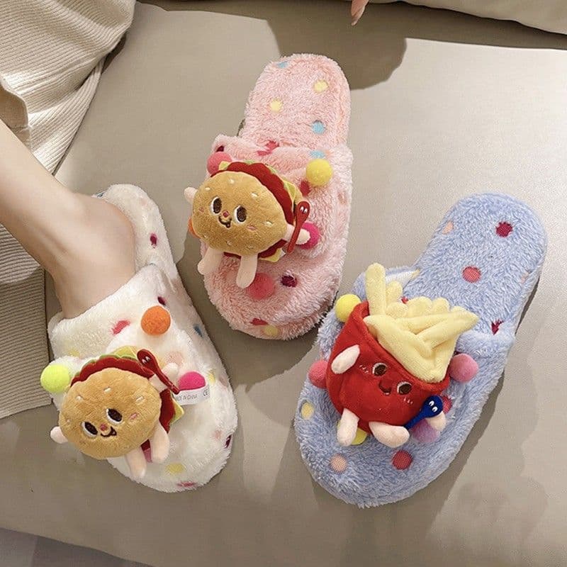 秋冬新作 ふかふか ぬいぐるみ付き ルームシューズ 暖かスリッパ