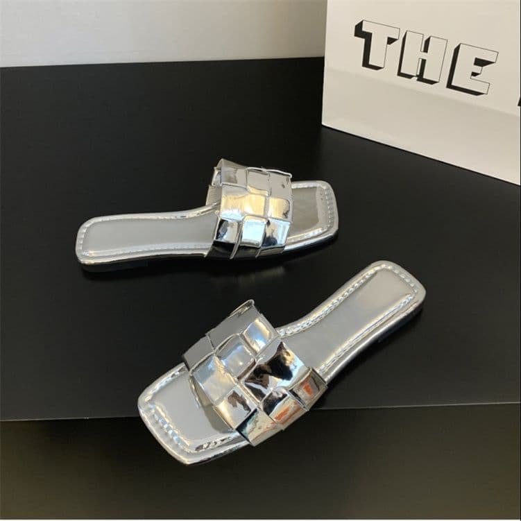 おしゃれ編み込みデザイン レディース 低反発スリッパ