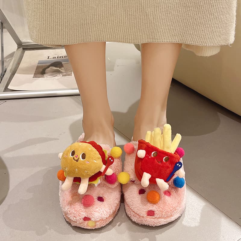 秋冬新作 ふかふか ぬいぐるみ付き ルームシューズ 暖かスリッパ