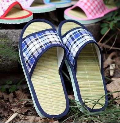 涼やか花柄オープントゥ畳スリッパ