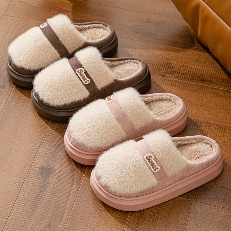 ふわふわファー防寒スリッパ暖かルームシューズ