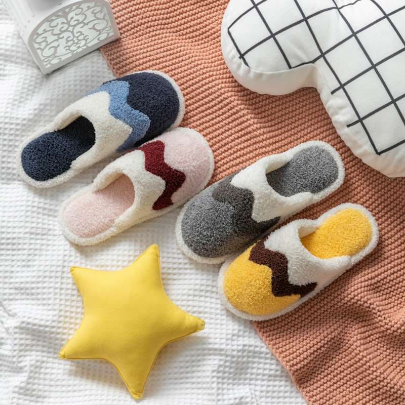 スリッパ もこもこ暖かマルチカラーオシャレスリッパ