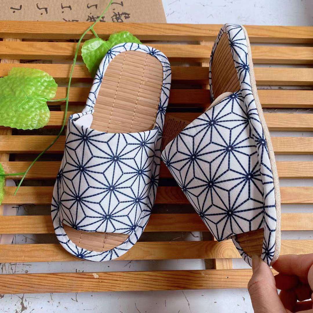 和風花柄オープントゥスリッパ