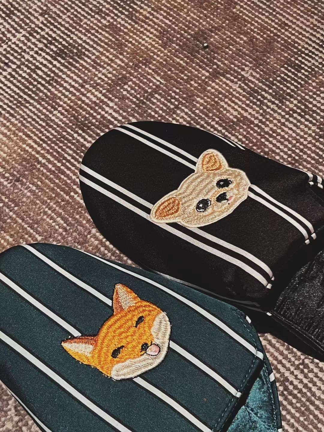 クマさん刺繍入りキルティングスリッパ
