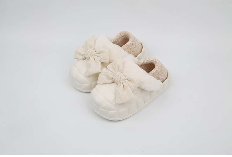 スリッパ ふわふわリボン付きスリッパ