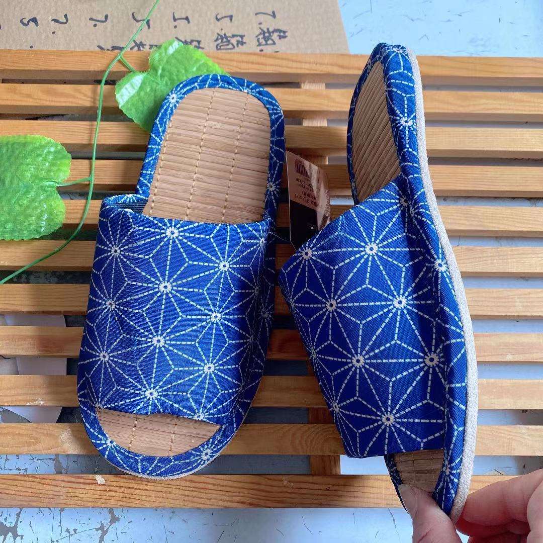 和風花柄オープントゥスリッパ