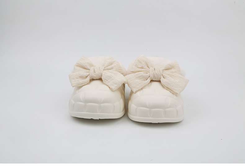 スリッパ ふわふわリボン付きスリッパ