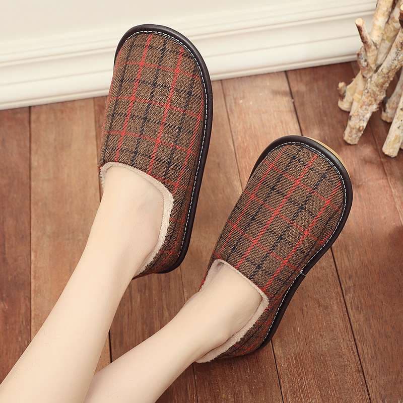 チェック柄あったかスリッパ