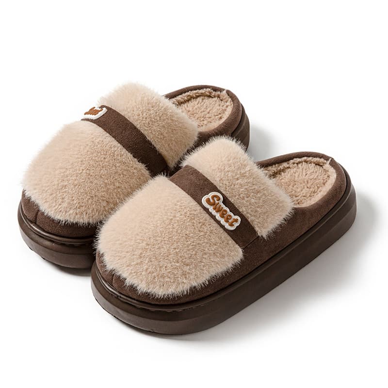 ふわふわファー防寒スリッパ暖かルームシューズ