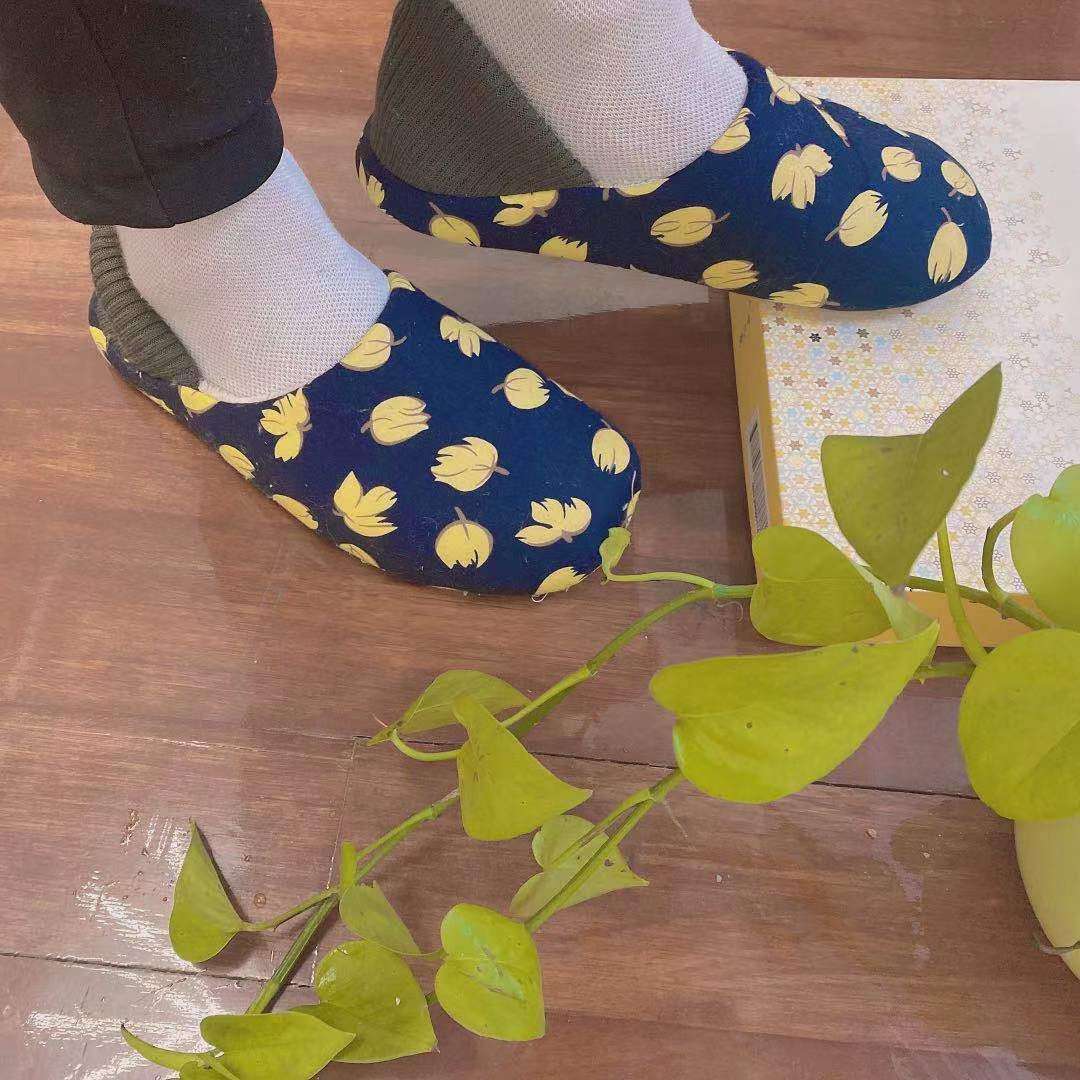 スリッパ 花刺繍入りあったかスリッパ