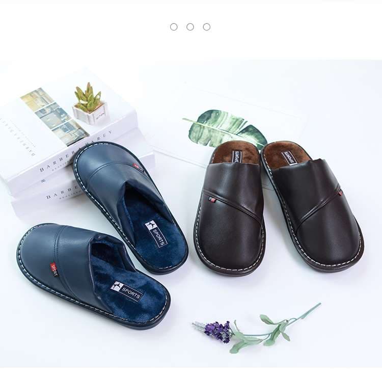 レザー調スポーツ室内スリッパ