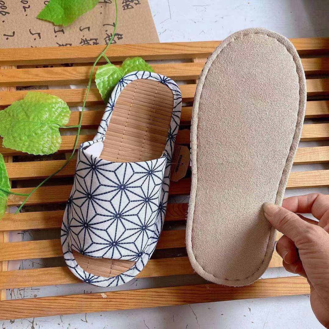 和風花柄オープントゥスリッパ