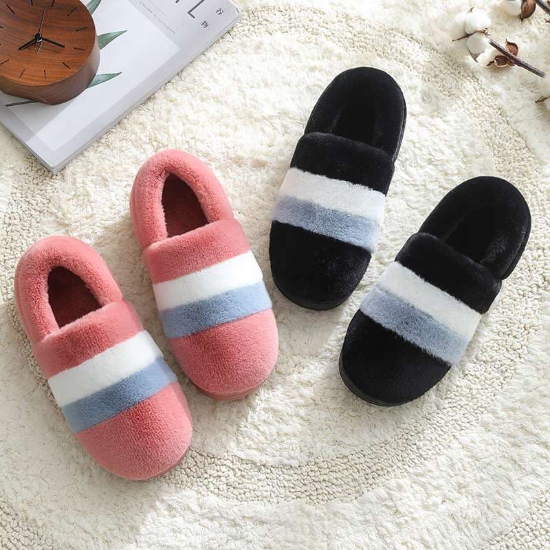 ふわもこ3色ボーダースリッパ