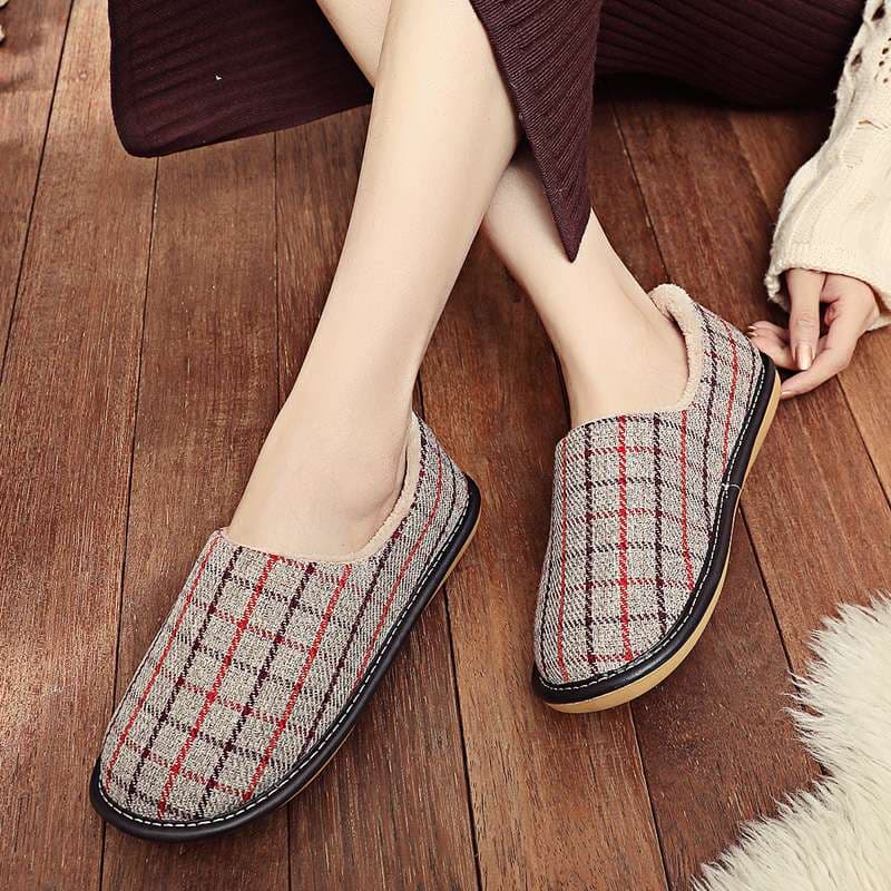 チェック柄あったかスリッパ