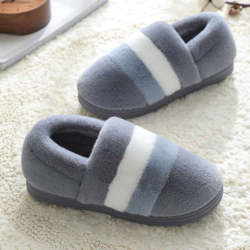 ふわもこ3色ボーダースリッパ