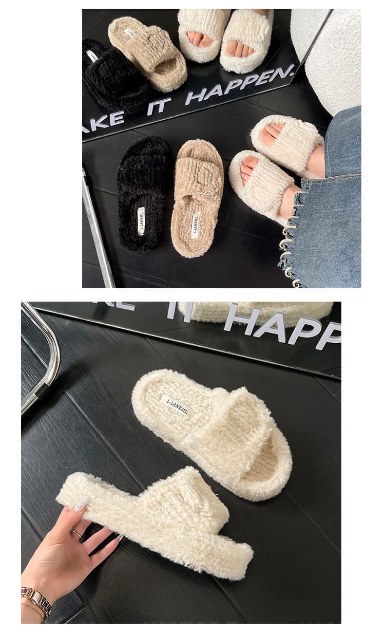 レディース ふわふわ ボア素材 室内用スリッパ