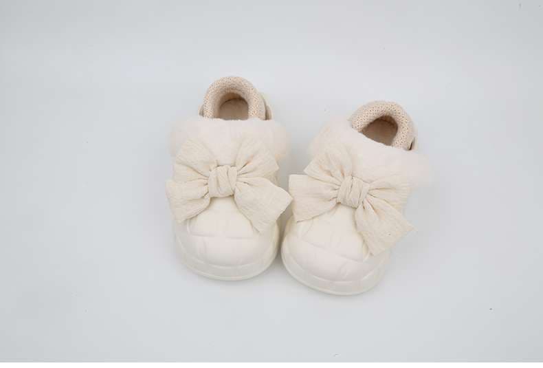 スリッパ ふわふわリボン付きスリッパ