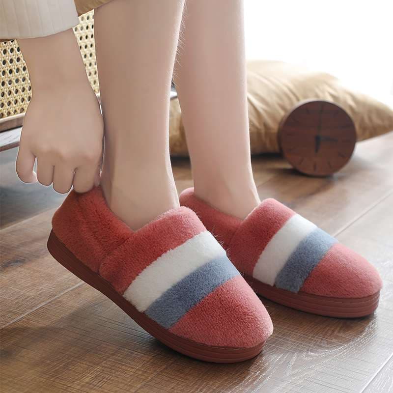 ふわもこ3色ボーダースリッパ