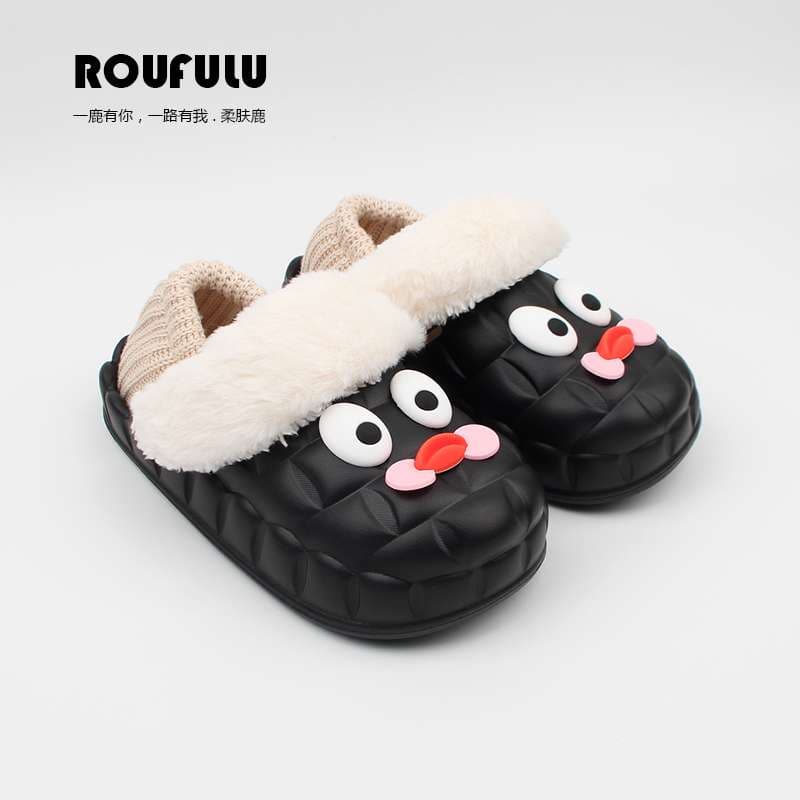 もこもこ動物顔クロッグスリッパ