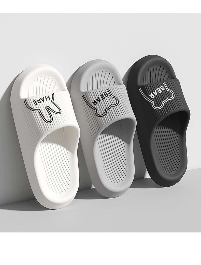 スリッパ ふわふわウサギ柄カラフルサンダル