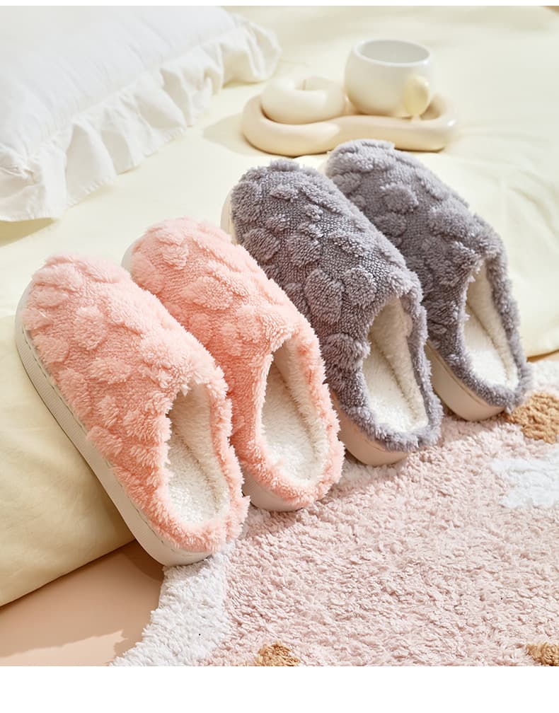 スリッパ もこもこ水玉模様のあったかスリッパ