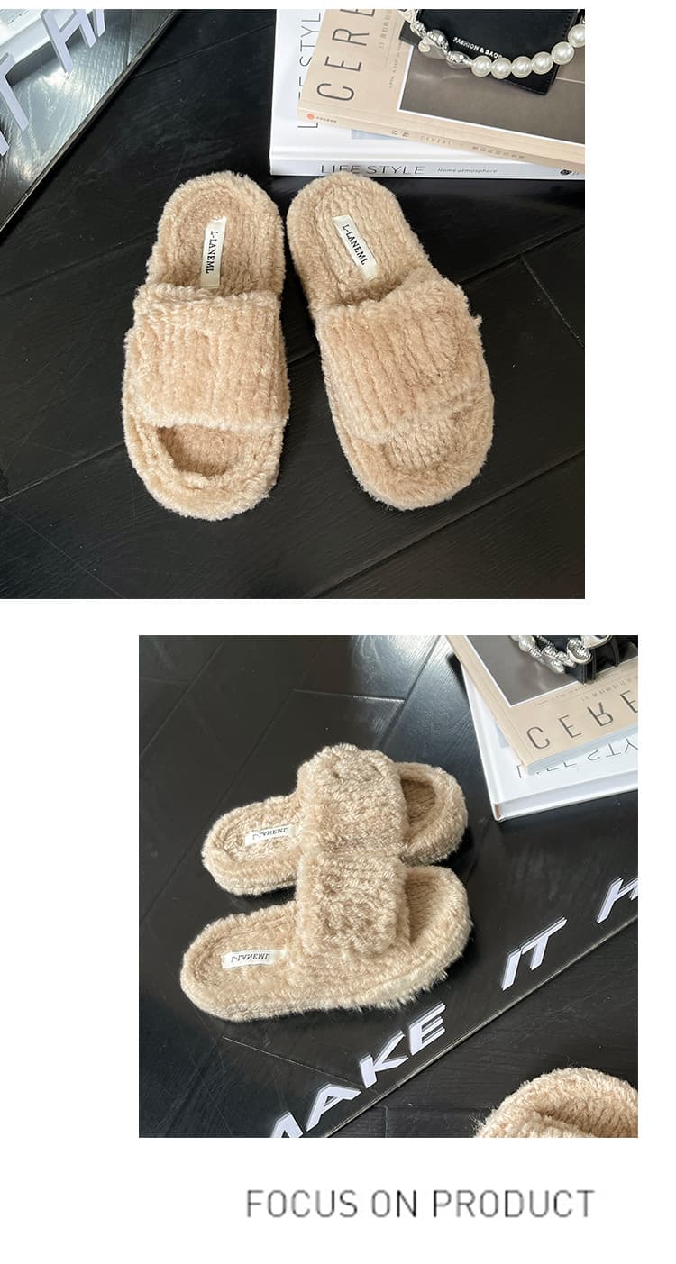 レディース ふわふわ ボア素材 室内用スリッパ