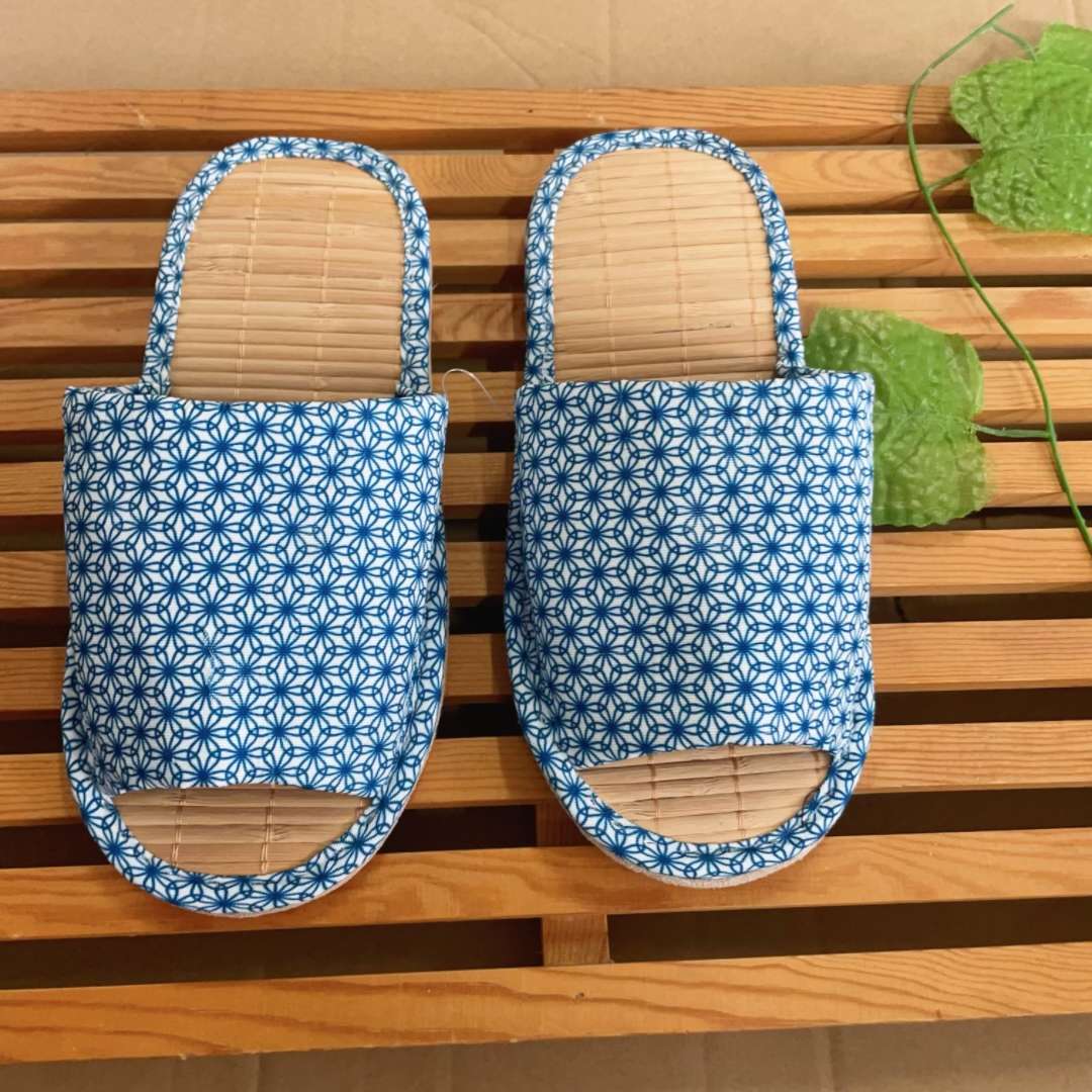 和風花柄オープントゥスリッパ