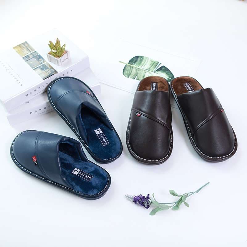 レザー調スポーツ室内スリッパ