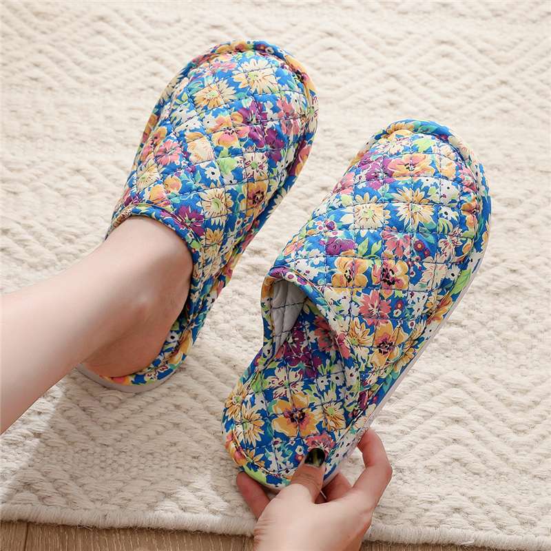 スリッパ 花柄キルティングスリッパ