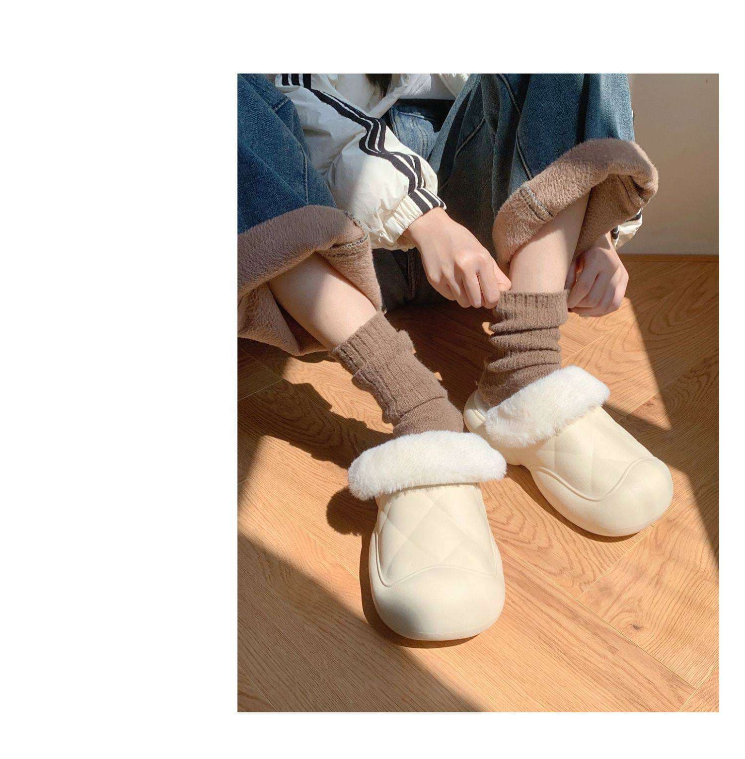 もこもこファー付きクッションスリッパ