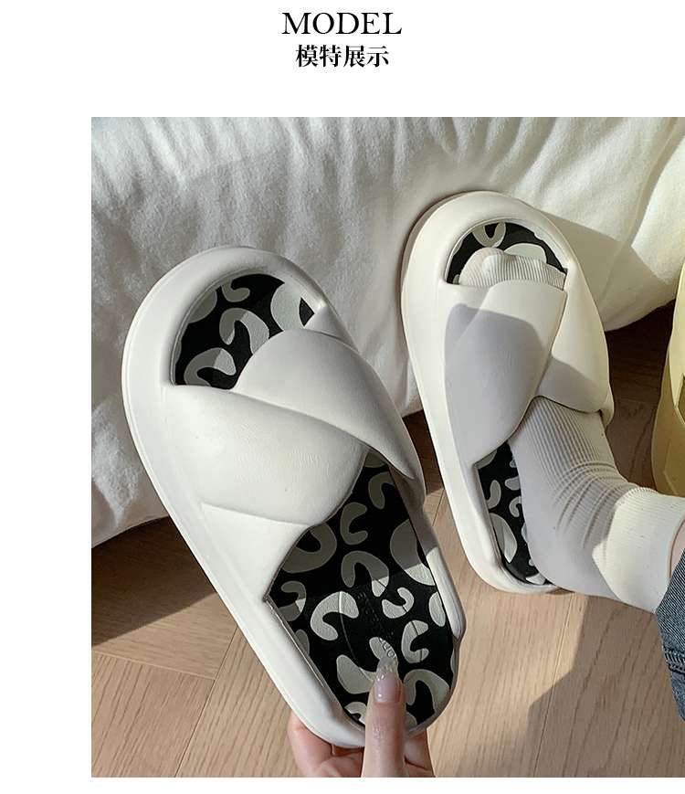 スリッパ クロスデザイン厚底サンダル