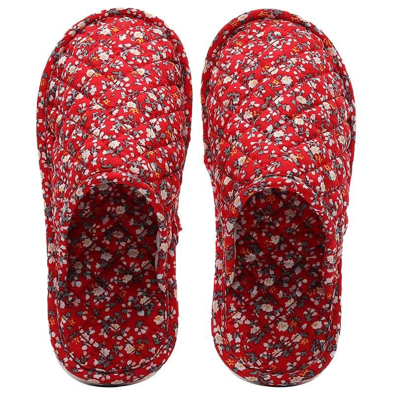 スリッパ 花柄キルティングスリッパ