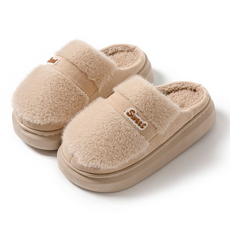 ふわふわファー防寒スリッパ暖かルームシューズ