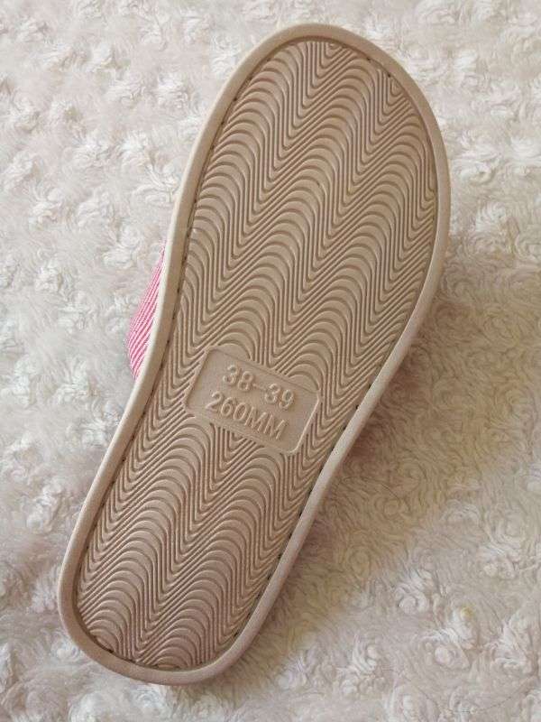 花飾りつき 柔らかストライプスリッパ